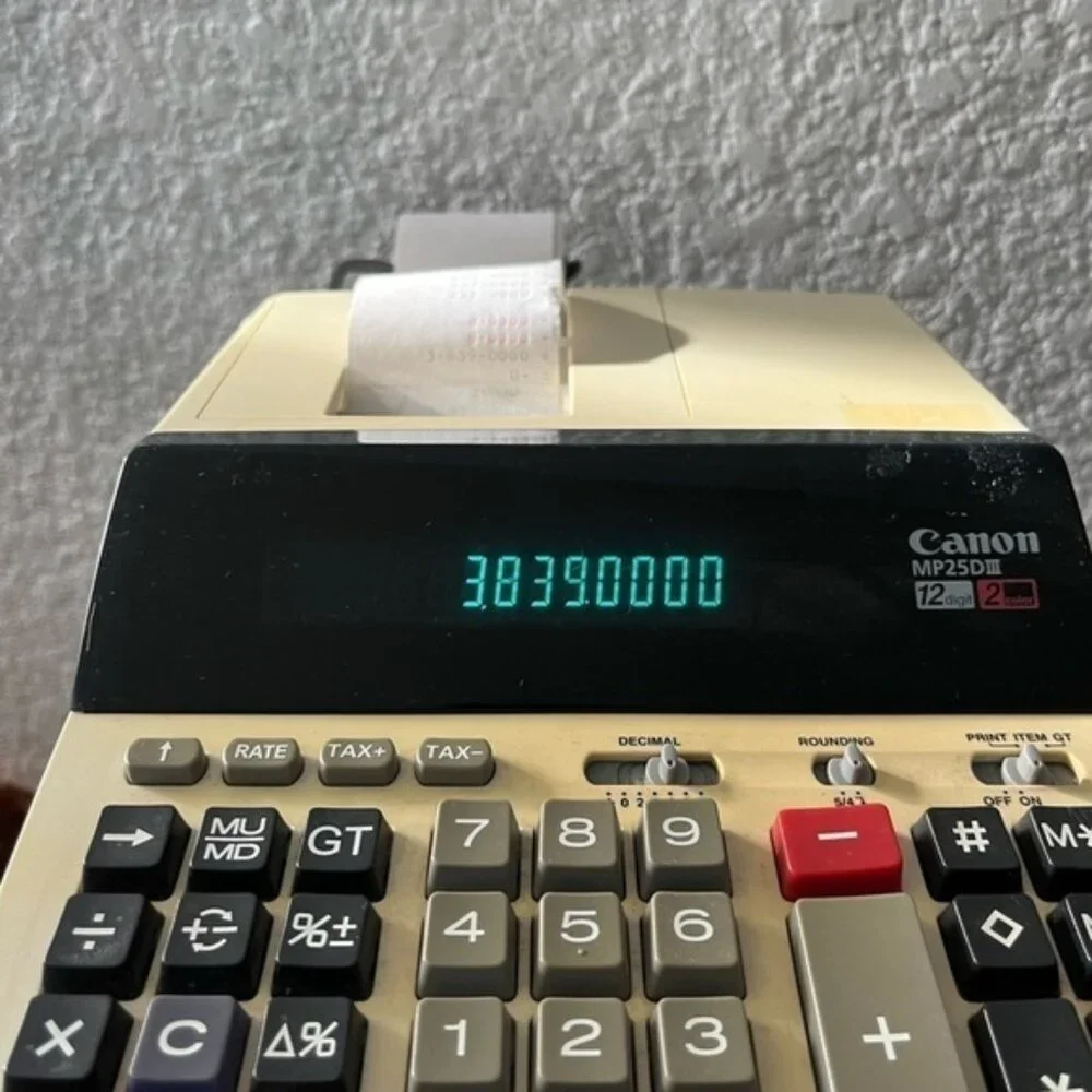 𝅺canon MP-25D III Adding Machine LARGE Display 12 Digit 2 Color Print Tested